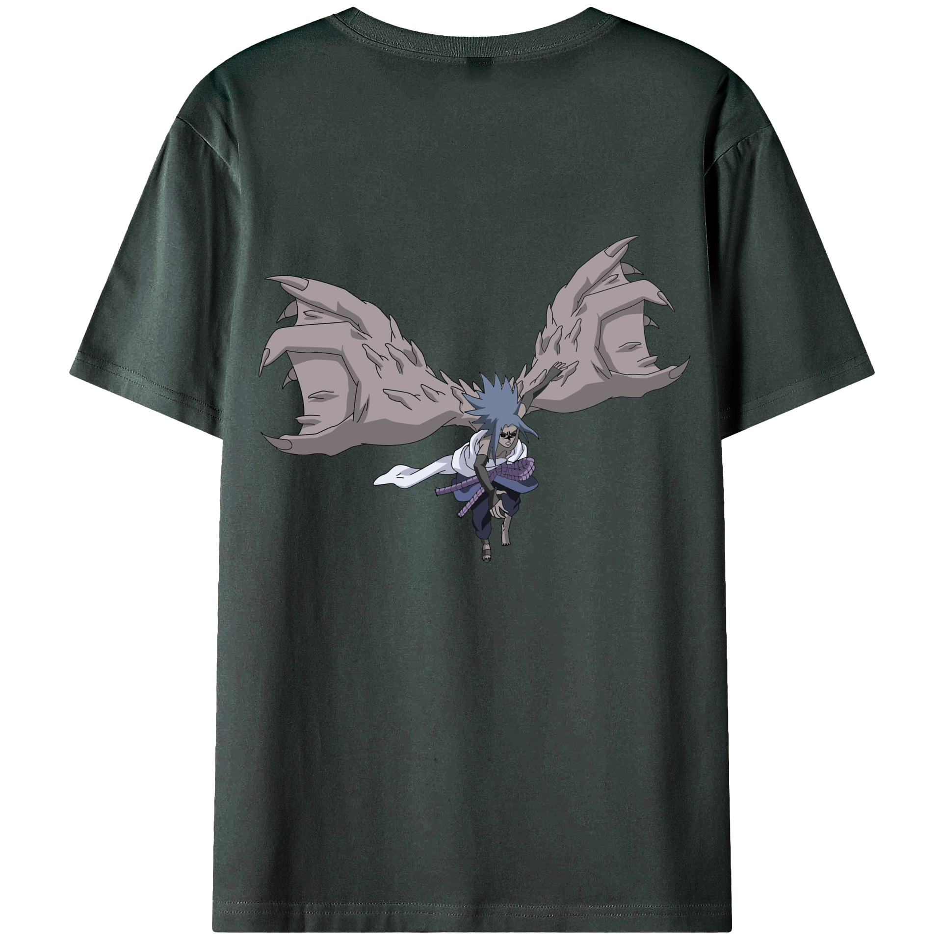 （画像用） NARUTO -ナルト- うちは サスケ Uchiha Sasuke 綿100％ メンズ半袖Tシャツ（バックプリント） 通気性